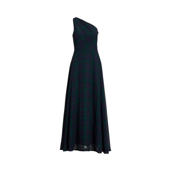 Black Watch Plaid Georgette Gown