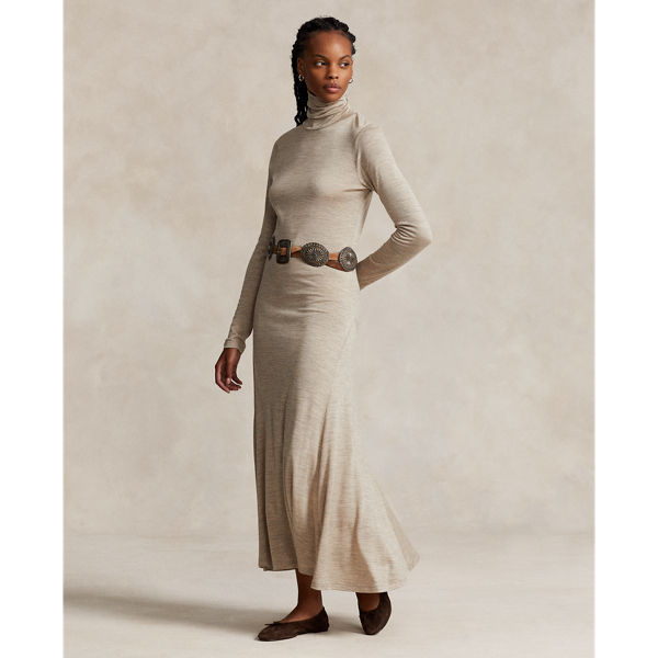 Wool Blend Roll Neck Dress