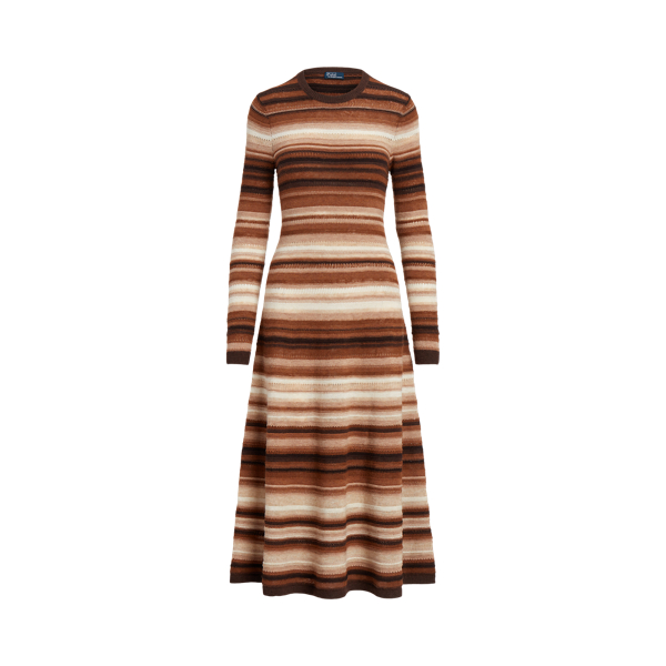 Robe-pull rayée en laine mélangée