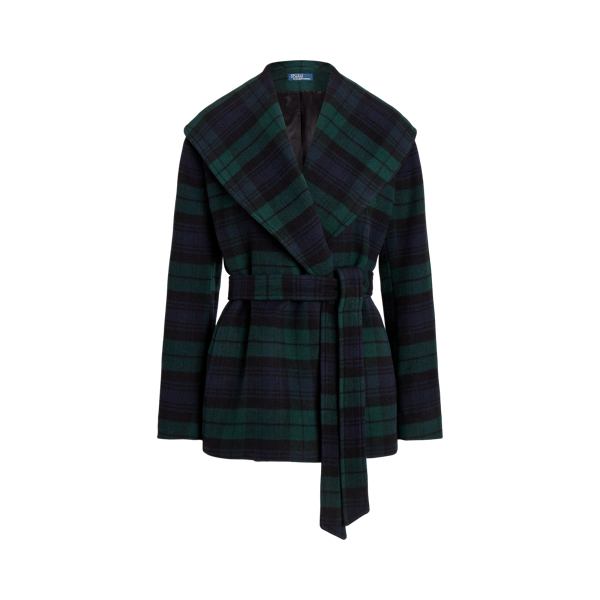 Plaid Wool-Blend Twill Wrap Coat Polo Ralph Lauren 1