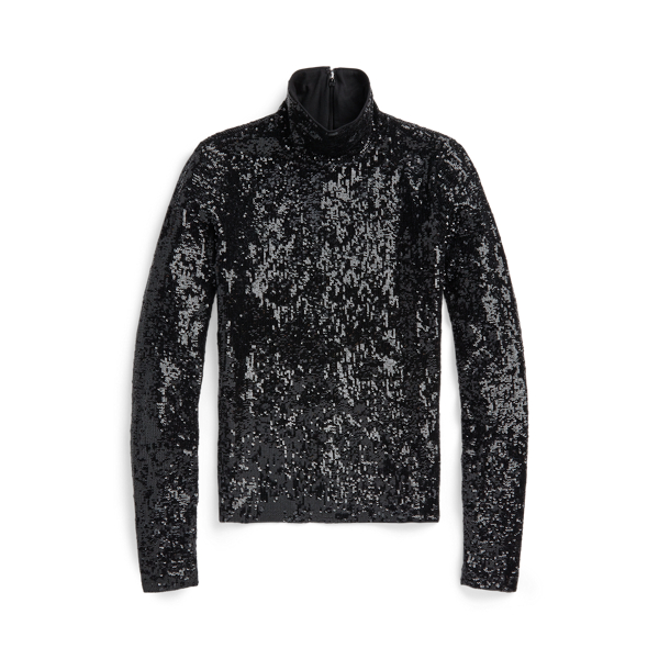 Sequin turtleneck knit Riu ブラック Greta Sequin Turtleneck by SIMKHAI | Rent the Runway