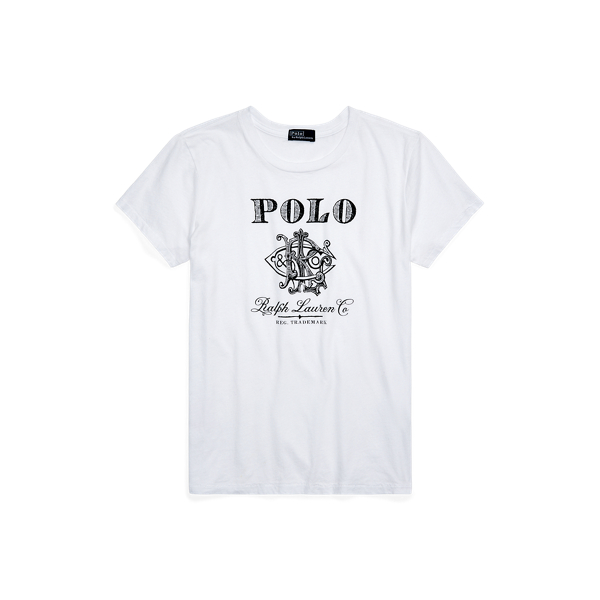 Shrunken-Fit Jersey-T-Shirt mit Grafik Polo Ralph Lauren in Wei&szlig; 2