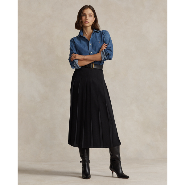 Satin Pleated A Line Midi Skirt for Women Ralph Lauren UAE