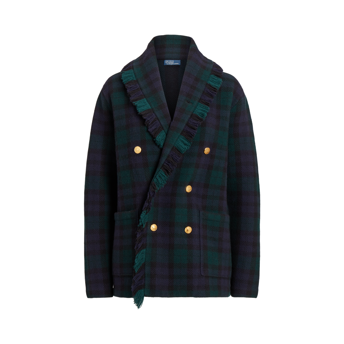 Plaid Double Breasted Wool Blazer