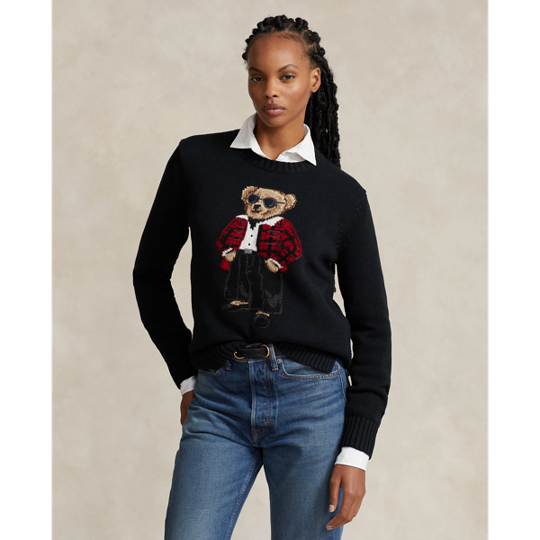 Ralph Lauren good Bow Tie Polo Bear Women’s Black Crew Neck Sweatshirt - Size S