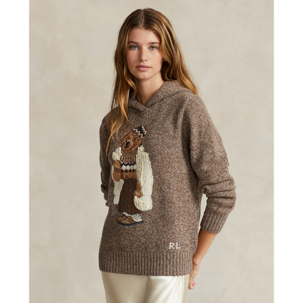 Polo Bear Wool Blend Knit Hoodie for Women Ralph Lauren UK