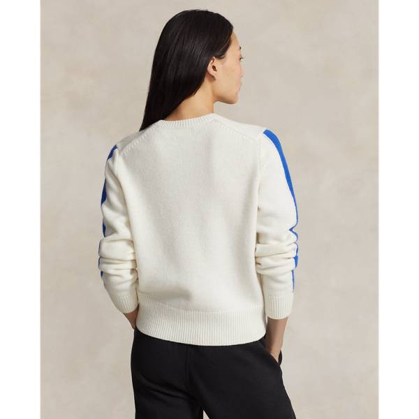 Woll-Rundhalspullover mit Wappen Polo Ralph Lauren in Wei&szlig;/Royal 5