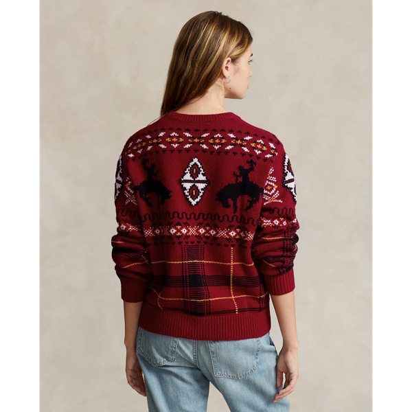 Karierter Pullover mit Westernmotiv Polo Ralph Lauren in Rot kombiniert 5