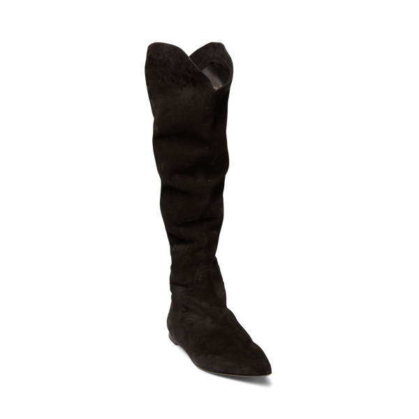 Suede Knee High Flat Boot