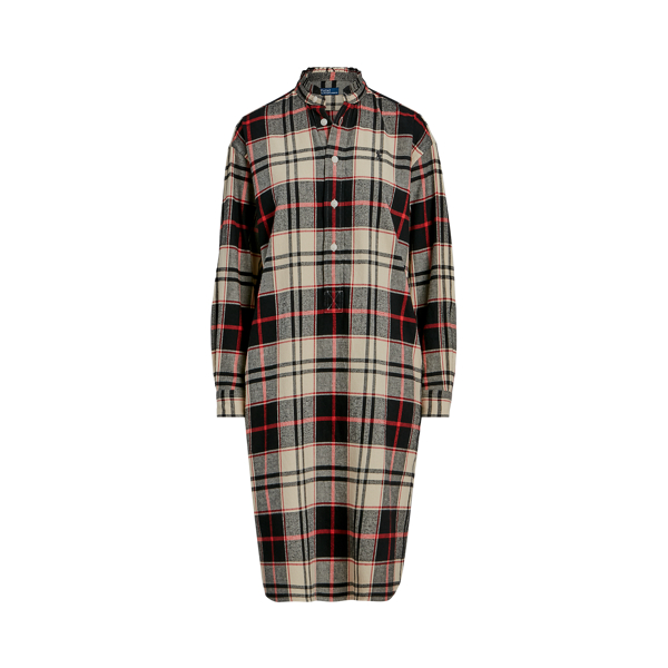 Robe-chemise &eacute;cossaise en coton