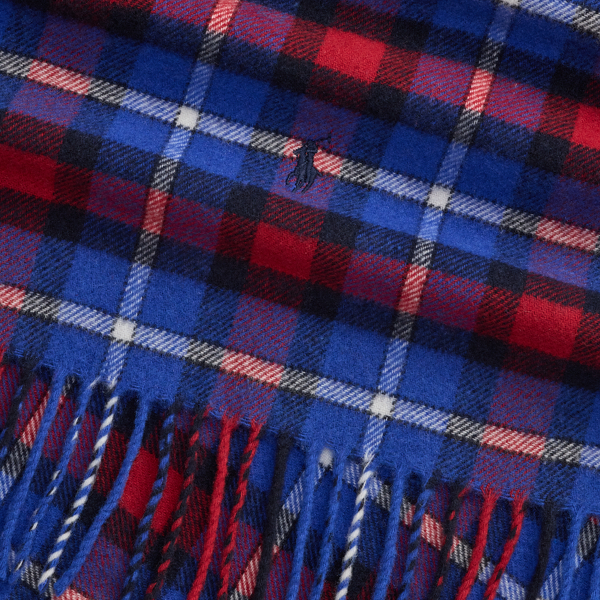 Polo Ralph Lauren 플래드 프린지 울 캐시미어 스카프 레드 멀티 3