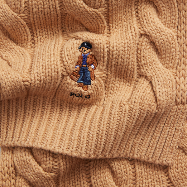 Polo Bear Cable-Knit Wool-Blend Scarf for Women | Ralph