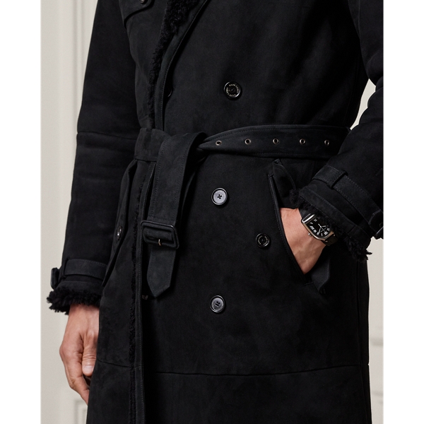 Polo Black Shearling Trench Coat Purple Label 7
