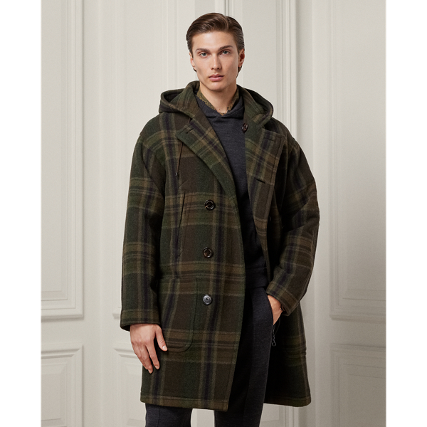 Checkered peacoat mens best sale