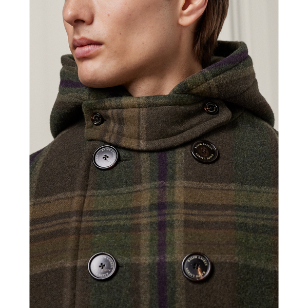 Plaid Wool Blend Peacoat