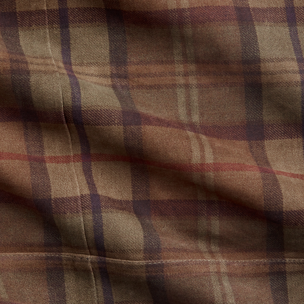 Olive Multi Plaid-Print Suede Shirt Jacket Purple Label 7