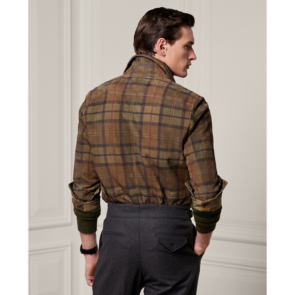 Olive Multi Plaid-Print Suede Shirt Jacket Purple Label 5