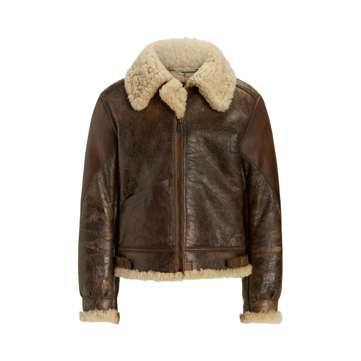 Leather Trim Shearling Flight Jacket