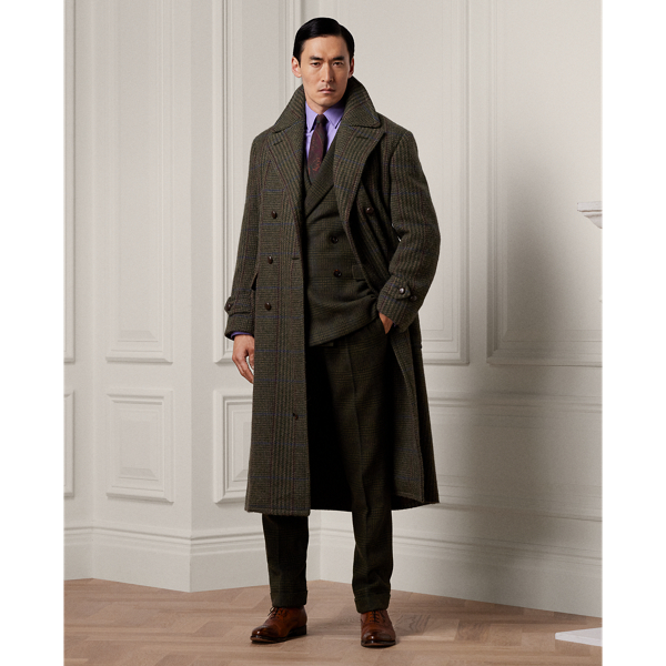 Hand Tailored Glen Plaid Wool Coat for Men Ralph Lauren UK