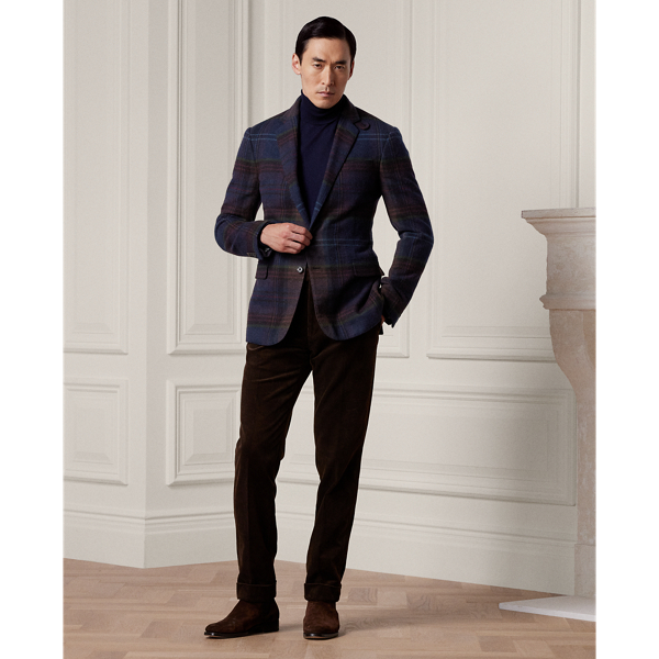 Navy Multi Kent Hand-Tailored Plaid Wool Jacket Purple Label 4