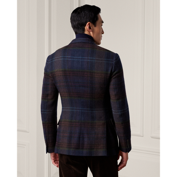 Navy Multi Kent Hand-Tailored Plaid Wool Jacket Purple Label 5