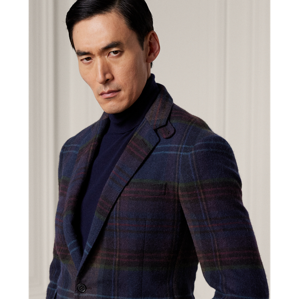 Navy Multi Kent Hand-Tailored Plaid Wool Jacket Purple Label 6