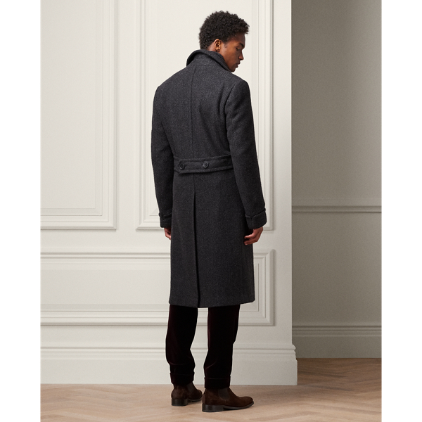 Charcoal Multi Handmade Herringbone Cashmere Topcoat Purple Label 5