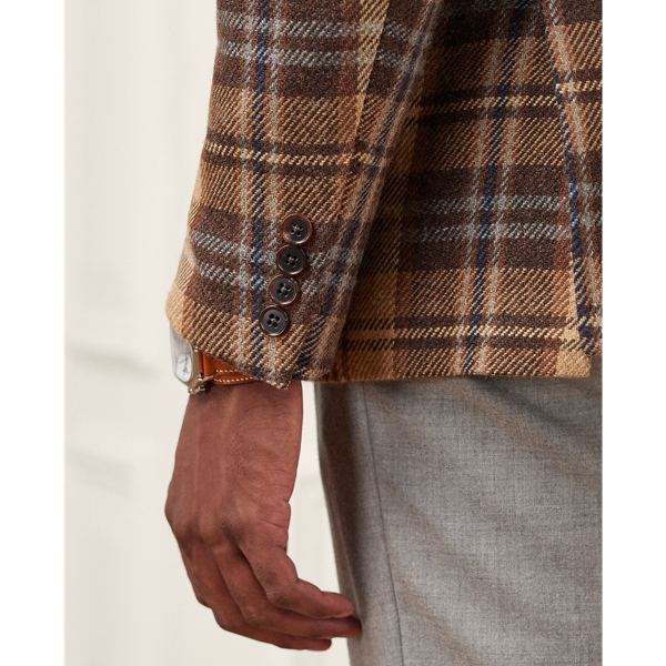 Brown/Tan Kent Hand-Tailored Plaid Wool Jacket Purple Label 7
