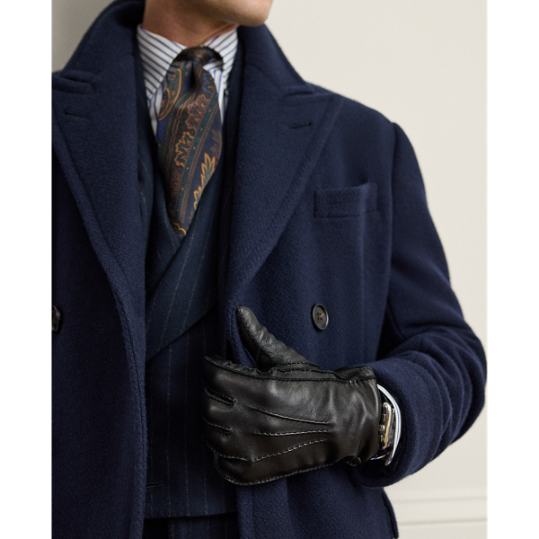 Black Cashmere-Lined Lambskin Gloves Purple Label 3