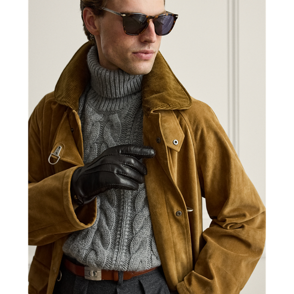 Brown Cashmere-Lined Lambskin Gloves Purple Label 3