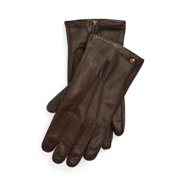 Brown Cashmere-Lined Lambskin Gloves Purple Label 1