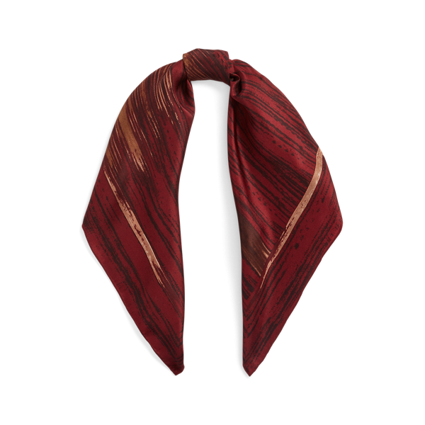 Vintage Burgundy Paloma Geo-Print Silk Habotai Scarf Lauren 2