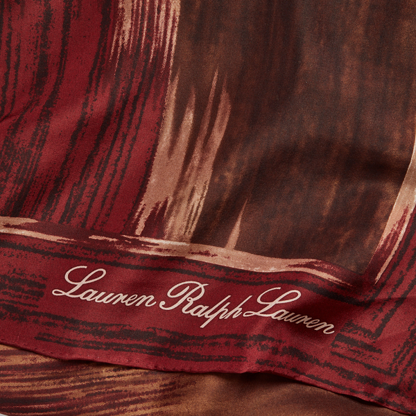 Vintage Burgundy Paloma Geo-Print Silk Habotai Scarf Lauren 3