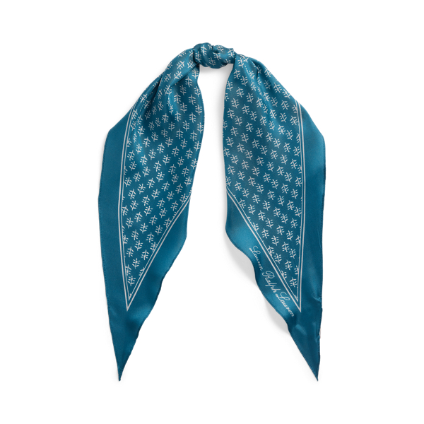 Provincial Blue Verona Floral Silk Twill Diamond Scarf Lauren 2