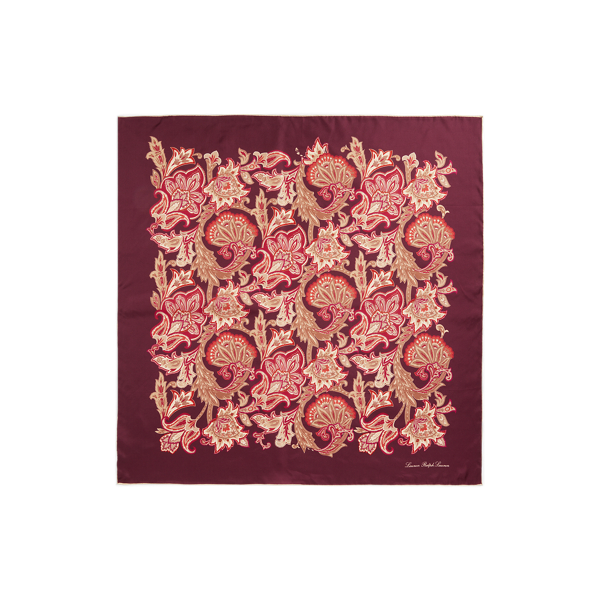 Plum Caspia Audrey Paisley Silk Twill Square Scarf Lauren 2