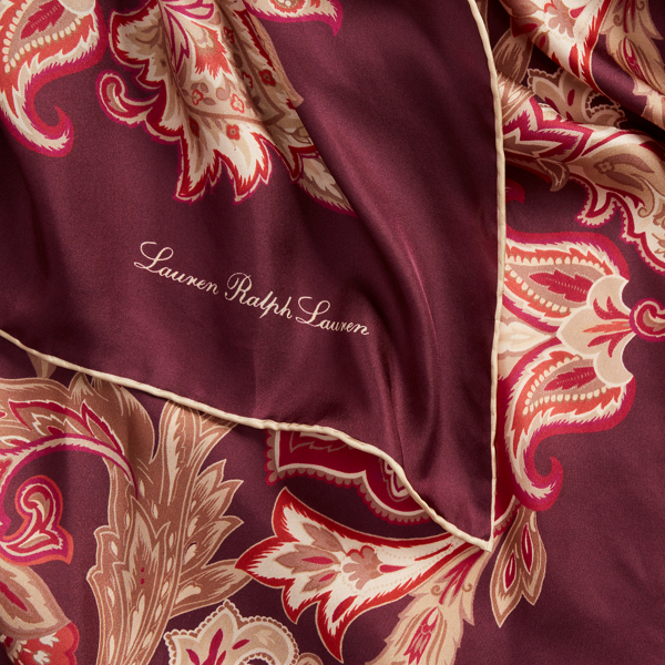 Plum Caspia Audrey Paisley Silk Twill Square Scarf Lauren 3