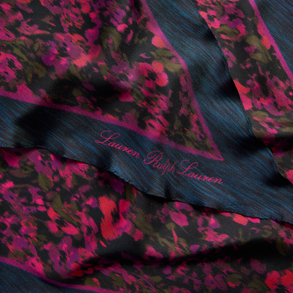 Navy Sophia Floral Silk Twill Diamond Scarf Lauren 3