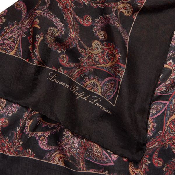 Black Courtney Paisley Silk-Blend Square Scarf Lauren 3