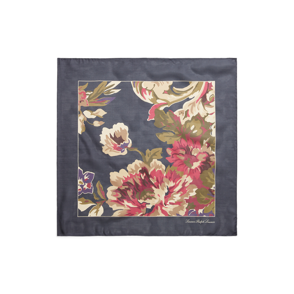 Navy Courtney Floral Silk-Blend Square Scarf Lauren 2