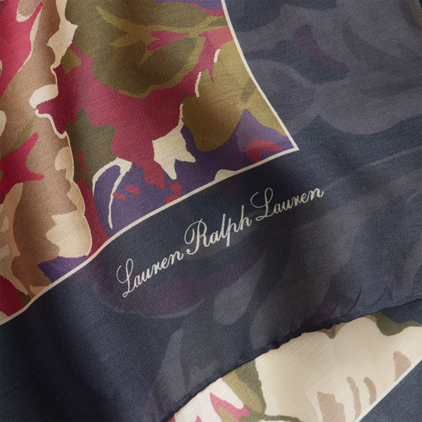Navy Courtney Floral Silk-Blend Square Scarf Lauren 3
