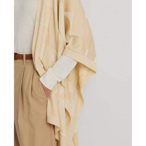 Cream/Tan Logo-Motif Cotton-Blend Ruana Lauren 6