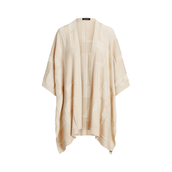 Cream/Tan Logo-Motif Cotton-Blend Ruana Lauren 2