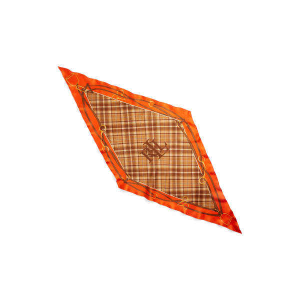 Dusk Orange Laura Belting-Print & Plaid Silk Scarf Lauren 2