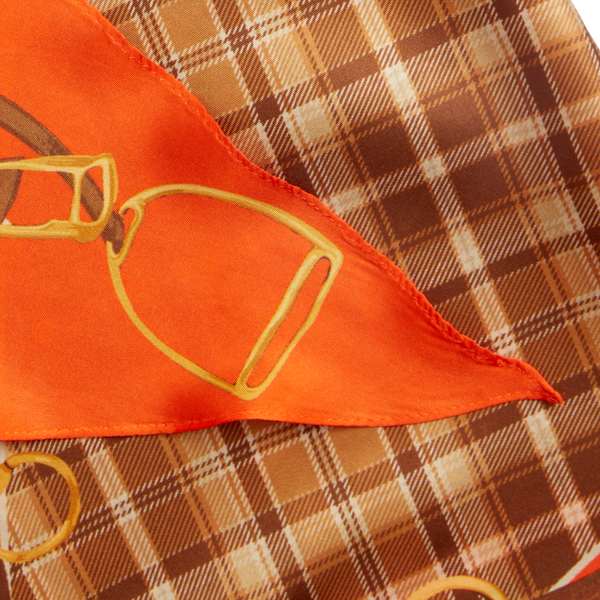 Dusk Orange Laura Belting-Print & Plaid Silk Scarf Lauren 3