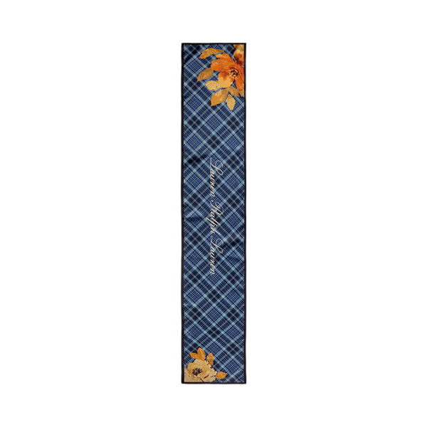 Navy Francoise Floral & Plaid Silk Wrap Scarf Lauren 2