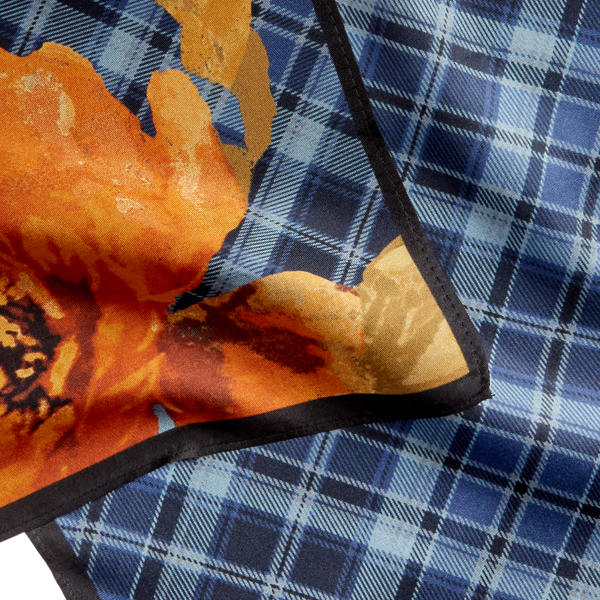 Navy Francoise Floral & Plaid Silk Wrap Scarf Lauren 3