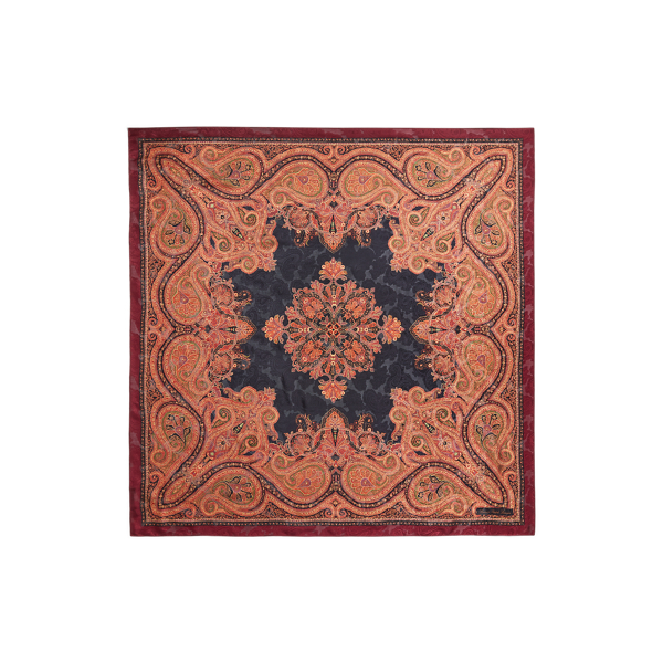 Black Florence Paisley Silk Square Scarf Lauren 2