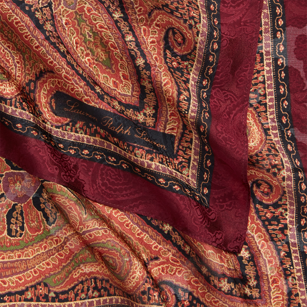 Black Florence Paisley Silk Square Scarf Lauren 3