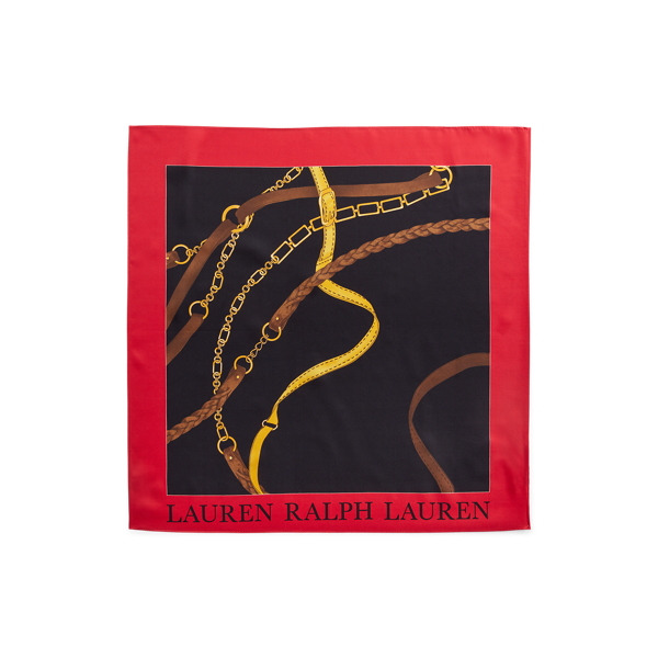 Martin Red Ravenna Belting-Print Silk Twill Scarf Lauren 2
