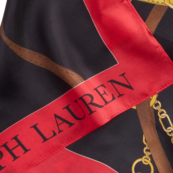 Martin Red Ravenna Belting-Print Silk Twill Scarf Lauren 3